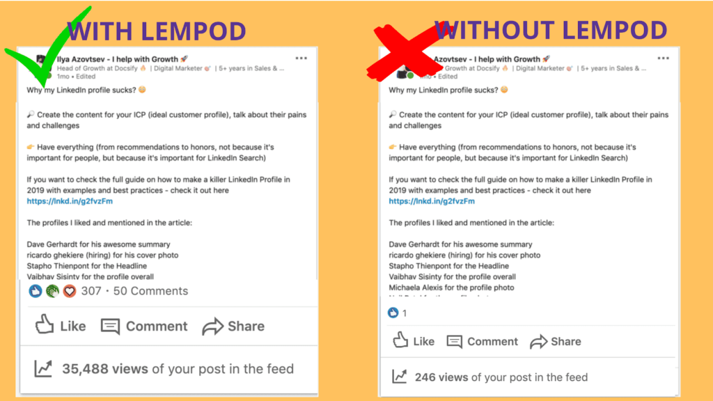 Using lempod vs not
